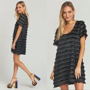 SHOW ME YOUR MUMU women’s black fringe dress sz S